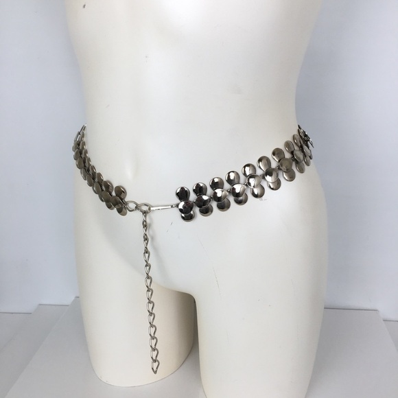 Women’s Shiny Silver Teardrop Metal‎ Link Belt Fish Scale Statement Belt main image 8